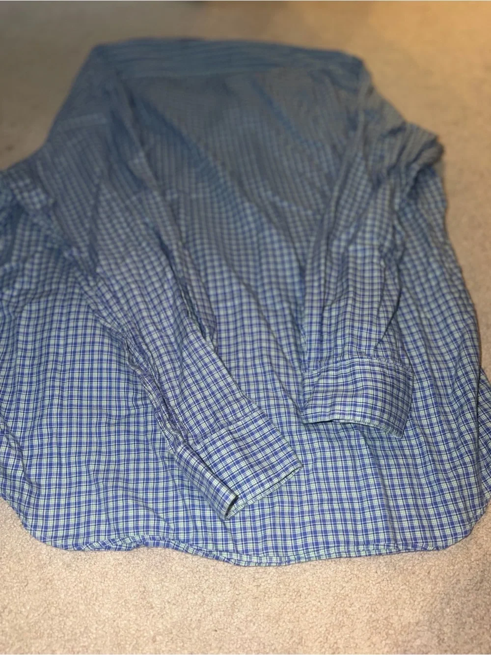 Polo Ralph Lauren button-down shirt features a blue and green plaid pattern XL